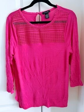 Verve Ami Hot Pink Crochet Sleeve Top